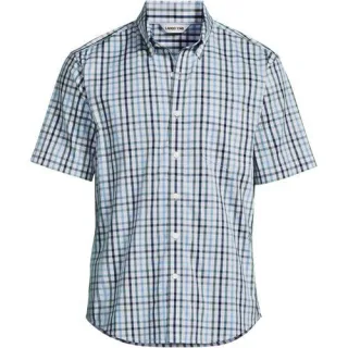 Ultimativ-Hemd mit kurzen Ärmeln für Herren, Classic Fit, Herren, size: regular, Grün, Elasthan/Baumwoll-Mischung/Polyester-Mischung, by Lands' End