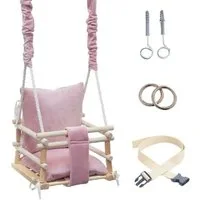 LuMali Babyschaukel Babyschaukel 3in1 Holz Sicherheitsgurt drinnen draußen 34x34x28cm, Kinderschaukel Naturholz Kiefer weich verstellbar 6-36 Monate