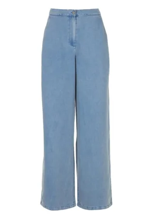 Freebird - Marlenehose mit hohem Bund und weitem Bein blau - Gr. - S