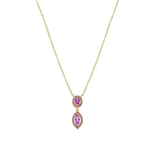 Luxenter Halskette aus 925er Sterlingsilber mit rosa Zirkonia, 18 Karat Gelbgold-Finish – Ontary