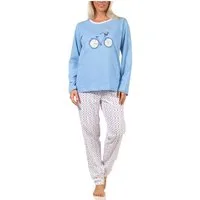 RELAX by Normann Pyjama Damen Schlafanzug langarm Pyjama in frühlingshafter Optik mit Punkten