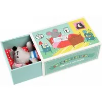 Rex London Kuscheltier Mini Kuscheltier Stofftier mit Schlafsack in Geschenkbox