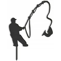 partydeco, Topper Topper Tort Dekoration Angler Silhouette, Acryl