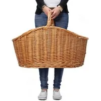 Dekoleidenschaft Einkaufskorb "Maxi" aus Weide, XXL Bügelkorb, Erntekorb, Autokorb, Weidenkorb, hergestellt in Handarbeit, naturfarben, Tragekorb, Shopper