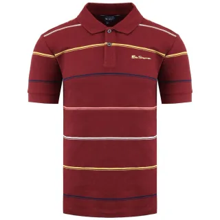 Ben Sherman strippte Herren Burgunder Polo -Hemd