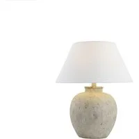 HOME DELUXE Tischleuchte LENE in Steinoptik - Größenauswahl Ø 42/50, ohne Leuchtmittel, Schirm beige Kegelform, Tischlampe, Schreibtischlampe