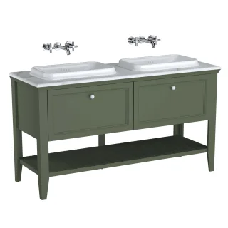 VitrA Valarte Set 150 cm 2 Einbauwaschtische + Waschtischunterschrank 2 Laden Vintage Grün,65825 65825