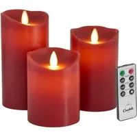 LC Home LED-Kerze Set Echtwachskerze Timerfunktion Fernbedienung LED Kerzen Dimmbar (Set, 3-tlg., LED Kerzen Set Stumpenkerzen mit Fernbedienung Timerfunktion dimmbar), LED Kerzen 3er Set in 7,5x10/12,5/15 oder 5er Set in 5x13/14/16/18/20
