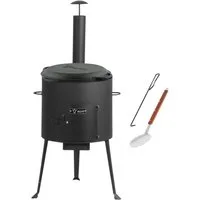 BBQ-Toro Feuerstelle Gusseisen Kazan 12,1L mit Kazan Ofen Ø 34 cm, Gusstopf mit Deckel
