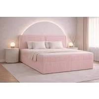 MOEBLO Boxbett Bett 04 (Bonnellmatratzen + Topper, Doppelbett gepolstertes Kopfteil Bett mit Bettkasten, aus Cord, Polsterbett Kontinentalbett), (BxHxT):143/163/183x113x214cm