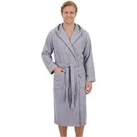 Laynenburg Herrenbademantel Bademantel Herren mit Kapuze aus 100% Baumwolle Frottee, mit Gürtel, aufgesetzten Taschen, Waden-lang für Spa, Sauna, M-XXXL