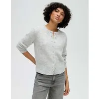 OPUS Strickjacke Dreni aus weicher Wolle Figurbetonter Schnitt mit schmaler Silhouette und Rundhals