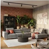 Muffo Ecksofa Wild Maxi mit Schlaffunktion inkl. Montage, L-form Couch mit Bettkasten XL, 6-fach verstellbare Kopfstützen