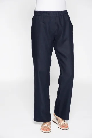 CLARINA - Hose, weites Bein, uni marine - Gr. - 46