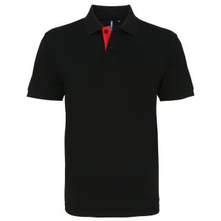 Asquith & Fox Herren Classic Fit Kontrast-Poloshirt (Schwarz/Rot)