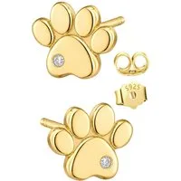 Limana Paar Ohrstecker dezente Pfoten Ohrringe Mädchen Damen 925 Silber gold Schmuck Geschenk (Silberschmuck inkl. Dose), Geburtstag Einschulung Schulanfang Ostern Weihnachten Nikolaus