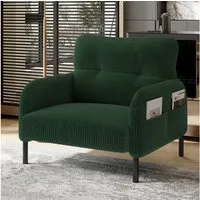 BlingBin Sessel Relaxsessel Polsterstuhl Loungesessel (1-St., Cordstoff, Armlehnen mit Seitentaschen auf beiden Seiten), für Wohnzimmer, Schlafzimmer, Arbeitszimmer, 67x75x79 cm