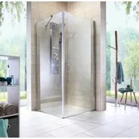 welltime Eckdusche Florenz 2.1, BxT: 90x90 cm, Sicherheitsglas, Hebe-Senk-Mechanismus, barrierefrei einbaubar, mit Drehtüren