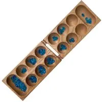 Madera Spielzeuge Spielesammlung Kalaha klappbar mit 80 Glassteinchen, Kalaha, besonders große Mulden