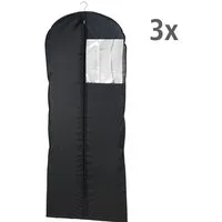 WENKO Kleidersack Modell Deep Black (Set, 3 St) 60 x 150 cm, abwaschbar, mit Reißverschluss & Sichtfenster