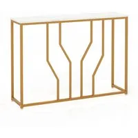 COSTWAY Konsolentisch, schmal Marmor, geometrisches Metallrahmen, 110cm, Gold