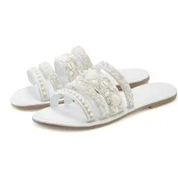 LASCANA Sandale, Sommerschuh, Mule, Pantolette mit aufwendig verzierten Riemchen