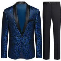 Allthemen Smoking (2 tlg) Herren Jacquard Anzug Slim Fit Anzüge für Hochzeit