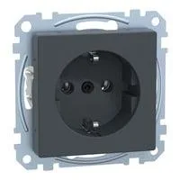 Schutzkontakt-Steckdose mit Steckklemme, Unterputz, 16 Ampere, 250 Volt, System M anthrazit, Retail