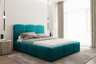 Polsterbett Doppelbett DUNIA in Stoff Opera Velvet Petrol 200x200cm