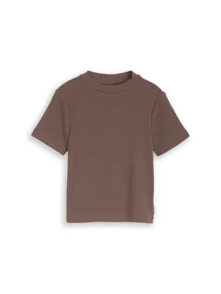 tom tailor kids - Cropped T-Shirt mit Rippstruktur rusty brown - Gr. - 164