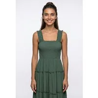 Vero Moda Sommerkleid VMMENNY SL SMOCK CALF DRESS WVN GA Viskose, regular fit, Oberteil gesmokt