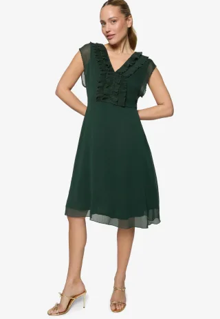 zero - Chiffonkleid mit Rüschen green forest - Gr. - 42