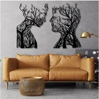 EYOKA Wanddekoobjekt 3D Wandbild aus Holz Wanddeko Moderne Holzkunst 6mm stark (6mm), Dekorative Wandbilder für Zuhause Büro mit Montage Klebeband 4 Farben