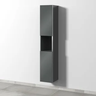 Sanipa 3way Hochschrank mit 2 Türen und 1 offenem Fach, Anthrazit-Glanz BS11279