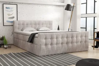 Boxspringbett Schlafzimmerbett ANKER 140x200cm in Stoff Preston Beige