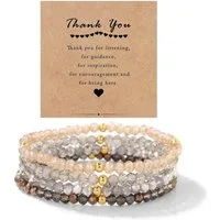 LuxusKollektion Perlenarmband Set Armband Damen Perlen Kristall Boho Schwarz braun A