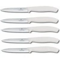 Victorinox Gemüsemesser Swiss Classic Gemüsemesser Set 5-teilig mit 10 cm Klinge, Weiß, präziser Schnitt, perfektioniert für Küche und Alltag