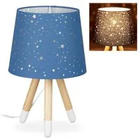 relaxdays Nachttischlampe Tischlampe Kinderzimmer Sterne, blau