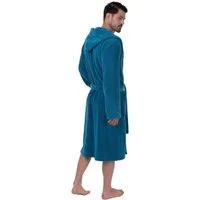 Wewo fashion Herrenbademantel 1106, Langform, Velours, Kapuze, Gürtel, kuschelig leicht