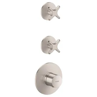 hansgrohe AXOR One Thermostatmodul 48712800 Unterputz, 2 Verbraucher, mit Kreuzgriff, Edelstahl Finish