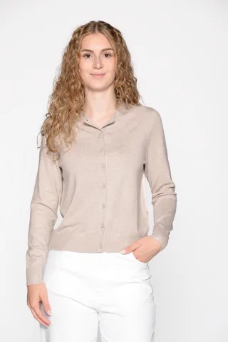 IN LINEA - Cardigan, Rundhals 202 sand mel. - Gr. - 42