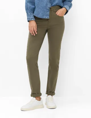 Brax Damen Five-Pocket-Hose Style CAROLA DARK KHAKI Denim Grün Khaki, denim grün - khaki, Gr. 42K