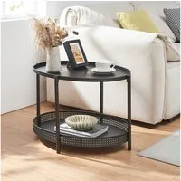 en.casa Couchtisch, »Jäller« Metall oval in Rattan-Optik 66 x 51 x 44 cm Schwarz