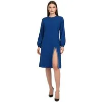 fashionshowcase Longtunika Damen Kleid Kleid mit Schlitz und Steindetail langärmlig Seitlicher Schlitz mit Steindetail