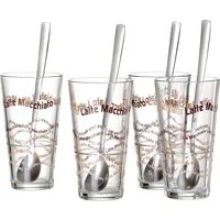 Ritzenhoff & Breker Latte-Macchiato-Glas, 8-tlg., Glas, 4 Gläser, 4 Longdrinklöffel