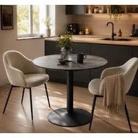 ACTONA GROUP Esstisch Ibiza, Runder Küchentisch - pflegeleicht, platzsparend & robust (1-St., Tisch, Tulpentisch), Cafetisch, Esstisch rund Ø 80 cm, Schwarz, mit Trompete Gestell