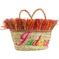 FURNARO Handtasche, Handgefertigt, farbenfrohe Raffia-Fransen, stabil geflochten