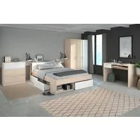 Parisot Jugendzimmer-Set Most, (Set, 4-tlg., Bett mit Schubkästen, Kleiderschrank, Schreibtisch, Schubkastenkommode)