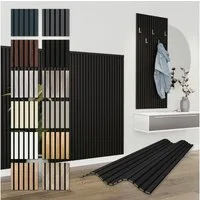 Hexim Wanddekoobjekt APH12 (Akustikpaneele 4 Stück 138,5x60cm Holz Comfort - flexible Holzpaneele Platten Lamellenwand MDF Wandpaneele Lamellenverkleidung Wandverkleidung schalldämmend 3.32m² Black Edition)