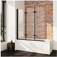 Boromal Badewannenaufsatz 3 teilig faltbar Faltwand Duschtrennwand Duschwand für Badewanne Nano, Alu-Wandprofil Schwarz Weiß Chrom, (Badewannenfaltwand, 140x140cm,130x140cm,120x140cm), Sicherheitsglas
